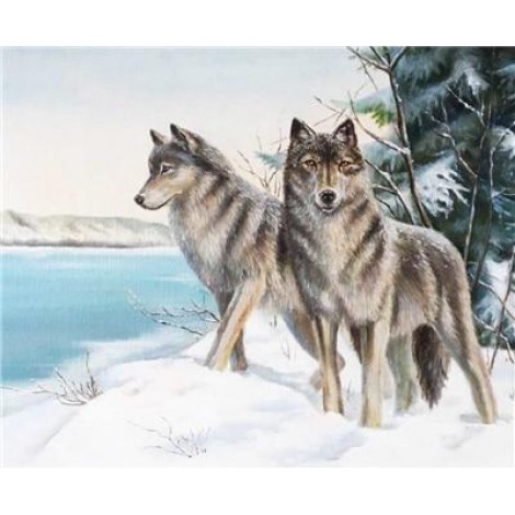 2019 Loups En Hiver Mosaïque - 5D Kit Broderie Diamants/Diamond Painting