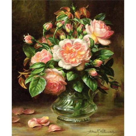 2019 Peinture À L'Huile Belles Fleurs Roses - 5D Kit Broderie Diamants/Diamond Painting