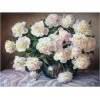 Grosses Soldes Tableau De Vase Pleine De Roses Blancs - 5D Kit Broderie Diamants/Diamond Painting
