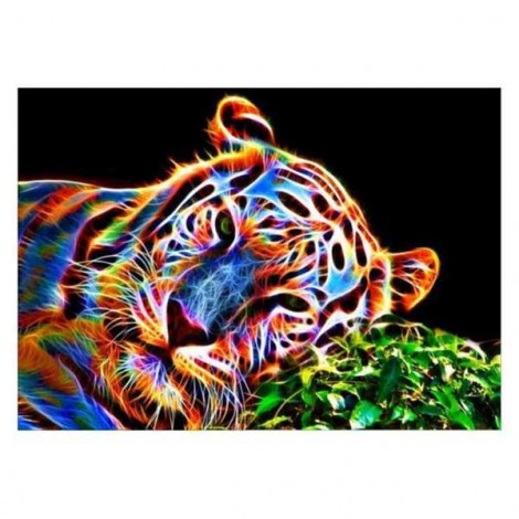 2019 Animal Tigre Coloré - 5D Kit Broderie Diamants/Diamond Painting