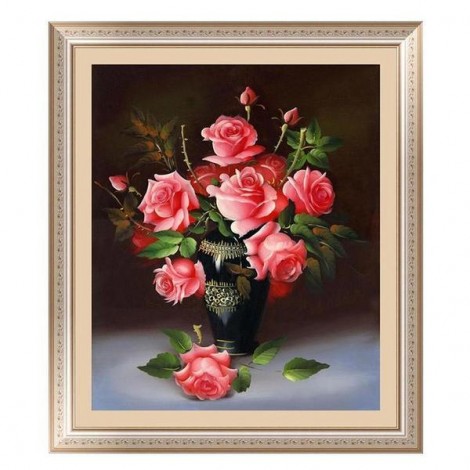 Populaire Peinture À L'Huile Décoration Murale Roses Rouges - Kit Broderie Diamants/Diamond Painting