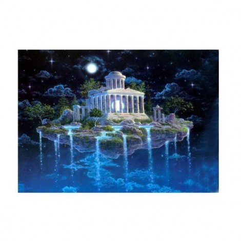 Tableau D'Une Villa A La Nuit Bleue - 5D Kit Broderie Diamants/Diamond Painting 