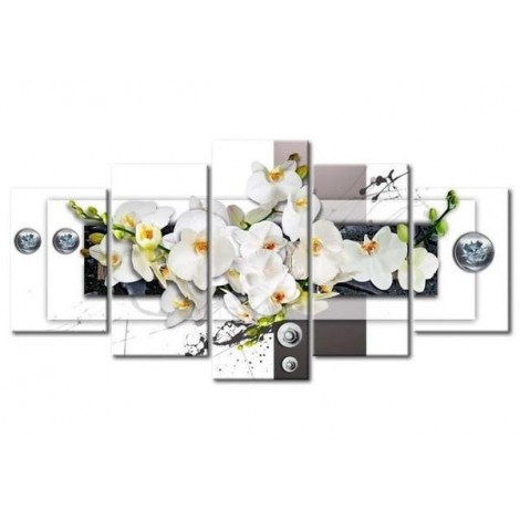 2019 Grande Taille Multi Echantillon Fleurs Blanches - 5D Kit Broderie Diamants/Diamond Painting