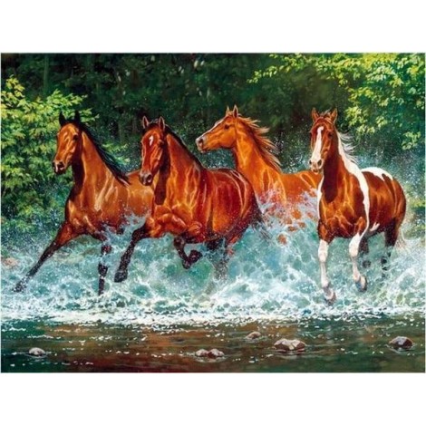 2019 Grosses Soldes Animaux Chevaux - 5D Kit Broderie Diamants/Diamond Painting