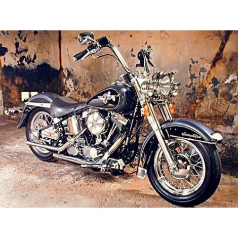Grosses Soldes Photo De Harley Moto En Noir - 5D Kit Broderie Diamants/Diamond Painting
