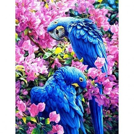 2019 Grosses Soldes Oiseaux Perroquets Bleus - 5D Kit Broderie Diamants/Diamond Painting