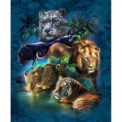 Nouvelle Arrivée Grosses Soldes Nature Jungle Animaux Tigres Lion - 5D Kit Broderie Diamants/Diamond Painting